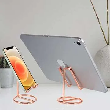 Elegant Metal Rose Gold Phone Stand for All Devices