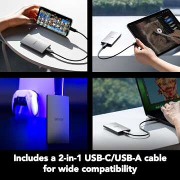 Lexar 2TB ES3 Portable SSD for Fast Gaming and Storage