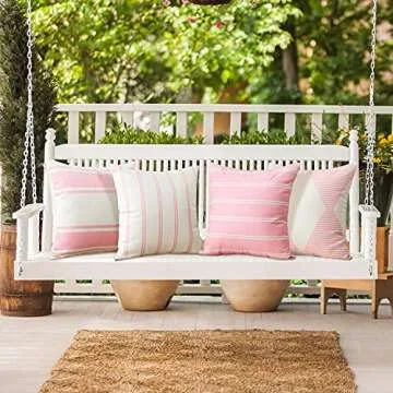 OTOSTAR Outdoor Waterproof Pillow Covers 18x18 Inch Geometry Decorative Throw Pillow Cases Square Modern Cushion Case Garden Throw Pillow Covers Pack of 4 Pillow Shell for Patio Furniture Couch (Pink)