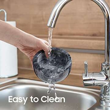 Tera Marble Mortar and Pestle Set Small Bowl Solid Stone Grinder Spice Herb Grinder Pill Crusher (Black, Diameter 4.64")