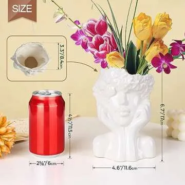 ComSaf Unique Modern Ceramic Face Vase for Decor