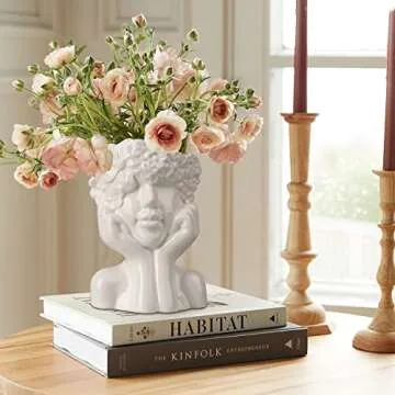 ComSaf Unique Modern Ceramic Face Vase for Decor