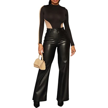 hibshaby Faux Leather High Waisted Pants for Women