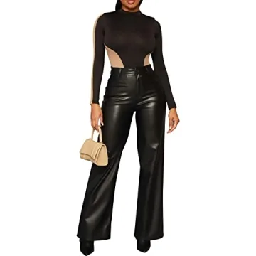 hibshaby Faux Leather High Waisted Pants for Women