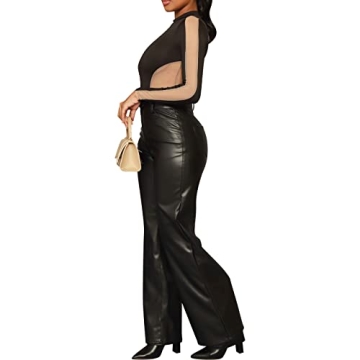 hibshaby Faux Leather High Waisted Pants for Women