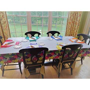 Kids Painting Party for 6 Children 6 Acrylic Paints, 6 Artist Brushes, 6 Palettes, 6 Canvas, 6 Aprons a Table Cloth and a Happy Birthday Button