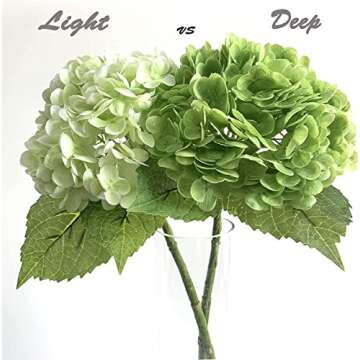 ZooeyRoose 3 pcs 21" Light Green Faux Hydrangea Flowers