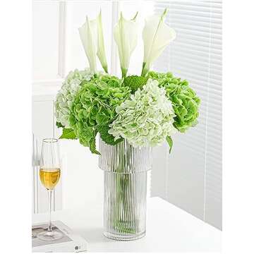 ZooeyRoose 3 pcs 21" Light Green Faux Hydrangea Flowers