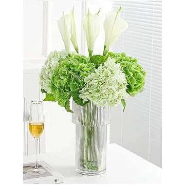 ZooeyRoose 3 pcs 21" Light Green Faux Hydrangea Flowers