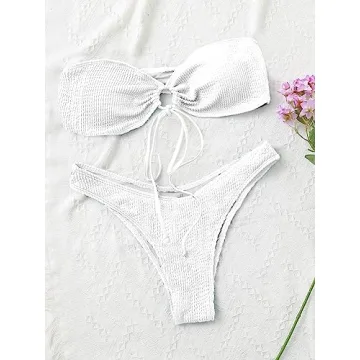 High Cut Bandeau Bikini Set for Women - Stylish & Comfortable