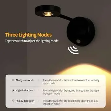 ZOOPEEN Rechargeable Cordless Picture Light,2200mAH Battery Operated Motion Sensor Wall Sconces,3 Color & Stepless Dimming Up Wall Art Lights for Paintings,Indoor Stick on Accent Lighting Decor(Black)