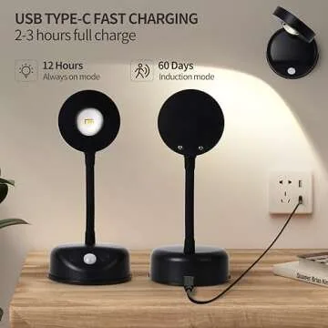 ZOOPEEN Rechargeable Cordless Picture Light,2200mAH Battery Operated Motion Sensor Wall Sconces,3 Color & Stepless Dimming Up Wall Art Lights for Paintings,Indoor Stick on Accent Lighting Decor(Black)