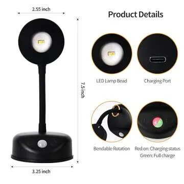 ZOOPEEN Rechargeable Cordless Picture Light,2200mAH Battery Operated Motion Sensor Wall Sconces,3 Color & Stepless Dimming Up Wall Art Lights for Paintings,Indoor Stick on Accent Lighting Decor(Black)