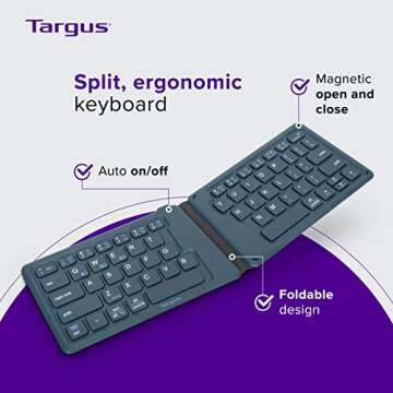 Targus Ergonomic Foldable Bluetooth Keyboard - Compact, Wireless & Portable