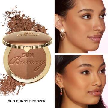 Too Faced Sun Bunny Bronzer | Buildable Luminous Glow for Sun-Kissed Finish + Cruelty Free, 0.28 Oun...