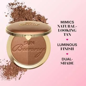 Too Faced Sun Bunny Bronzer | Buildable Luminous Glow for Sun-Kissed Finish + Cruelty Free, 0.28 Ounce