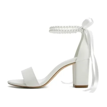 YWXYMGE Elegant Block Heel Wedding Shoes for Brides