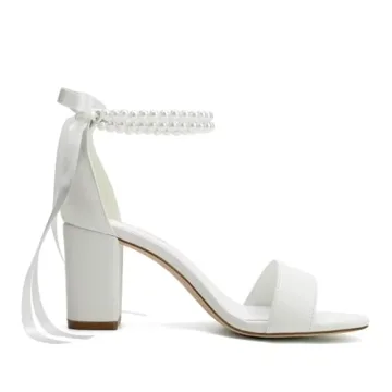 YWXYMGE Elegant Block Heel Wedding Shoes for Brides