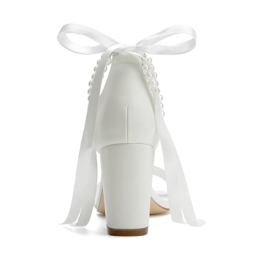 YWXYMGE Elegant Block Heel Wedding Shoes for Brides