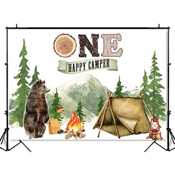 Mocsicka Camping 1st Birthday Backdrop for Celebrations