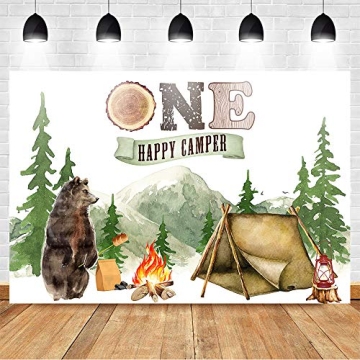 Mocsicka Camping 1st Birthday Backdrop for Celebrations