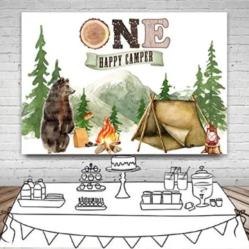 Mocsicka Camping 1st Birthday Backdrop for Celebrations