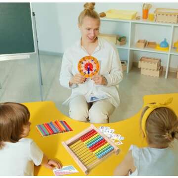 Wooden Abacus for Kids - Fun Math Manipulatives & Learning Clock