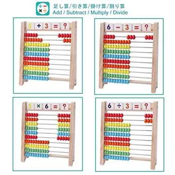 Wooden Abacus for Kids - Fun Math Manipulatives & Learning Clock