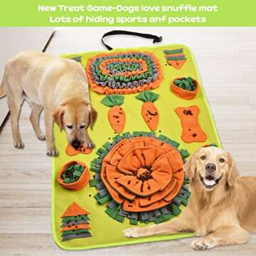 INNOLV Sniff Digging Treat, Snuffle Mat for Puppy, Dog Enrichment Toys Mental Stimulation Boredom Play Mat for Small/Medium Dogs, Large 40" x 28"