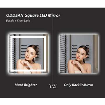 ODDSAN 36"x36" Lighted Mirror for Bathroom Wall, Vanity Mirror with Lights, Anti-Fog (Backlit and Front Lighted)