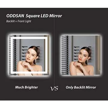 ODDSAN 36"x36" Lighted Mirror for Bathroom Wall, Vanity Mirror with Lights, Anti-Fog (Backlit and Front Lighted)