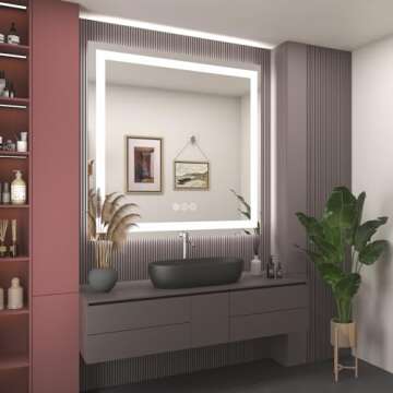 ODDSAN 36"x36" Lighted Mirror for Bathroom Wall, Vanity Mirror with Lights, Anti-Fog (Backlit and Front Lighted)