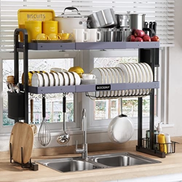 BOOSINY Stainless Steel Over Sink Dish Drying Rack Large Capacity