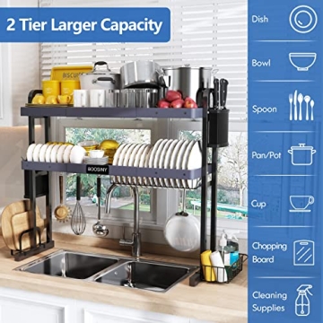 BOOSINY Stainless Steel Over Sink Dish Drying Rack Large Capacity