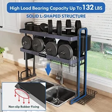 BOOSINY Stainless Steel Over Sink Dish Drying Rack Large Capacity