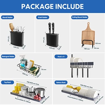 BOOSINY Stainless Steel Over Sink Dish Drying Rack Large Capacity