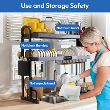 BOOSINY Stainless Steel Over Sink Dish Drying Rack Large Capacity