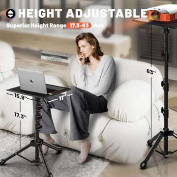 FOUR UNCLES Projector Tripod Stand, 23 to 63 Inch Laptop Tripod Adjustable Height, Portable Projecto...