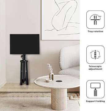 FOUR UNCLES Projector Tripod Stand, 23 to 63 Inch Laptop Tripod Adjustable Height, Portable Projector Stand for Outdoor Movies, DJ Racks Mount with Gooseneck Phone Holder, Apply to Stage or Studio