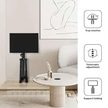 FOUR UNCLES Projector Tripod Stand, 23 to 63 Inch Laptop Tripod Adjustable Height, Portable Projector Stand for Outdoor Movies, DJ Racks Mount with Gooseneck Phone Holder, Apply to Stage or Studio