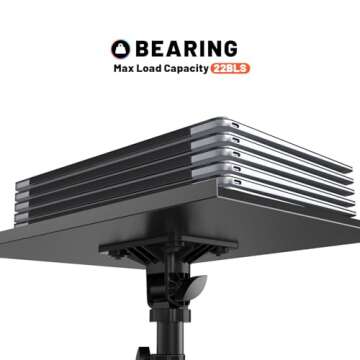 FOUR UNCLES Projector Tripod Stand, 23 to 63 Inch Laptop Tripod Adjustable Height, Portable Projector Stand for Outdoor Movies, DJ Racks Mount with Gooseneck Phone Holder, Apply to Stage or Studio