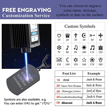 Customized Necklace Black Dog Tag Personalized for Men Picture Chain Photo Pendant Custom Circle Chain Image Print Memorial Gifts for Loss of Mother Father Keepsakes Military Jewelry Wheat Chain 22''