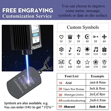 Customized Necklace Black Dog Tag Personalized for Men Picture Chain Photo Pendant Custom Circle Chain Image Print Memorial Gifts for Loss of Mother Father Keepsakes Military Jewelry Wheat Chain 22''