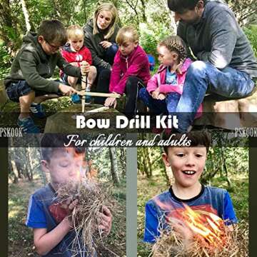 Pskook Bow Drill Fire Starter Kit for Outdoor Adventures
