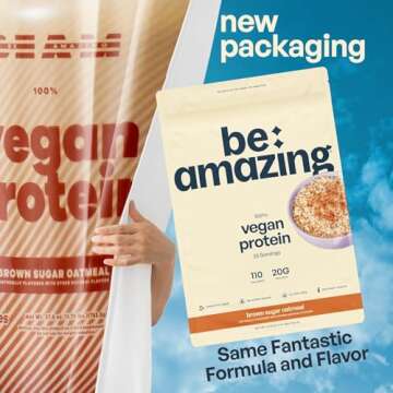 Be Amazing Vegan Protein Powder | 20g Plant-Based Protein with Prebiotics Fibers | Sugar-and-Gluten-...
