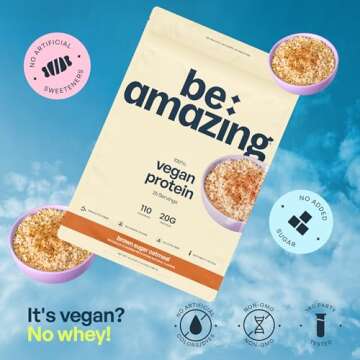 Be Amazing Vegan Protein Powder | 20g Plant-Based Protein with Prebiotics Fibers | Sugar-and-Gluten-Free Shake Mix, Low Carb Non-Dairy Smoothie | Brown Sugar Oatmeal, 25 Servings