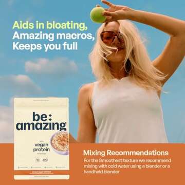 Be Amazing Vegan Protein Powder | 20g Plant-Based Protein with Prebiotics Fibers | Sugar-and-Gluten-Free Shake Mix, Low Carb Non-Dairy Smoothie | Brown Sugar Oatmeal, 25 Servings
