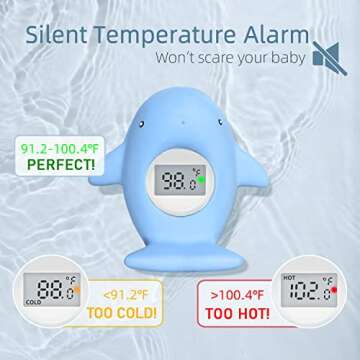 Baby Bath Tub Thermometer - Bathtub Water Thermometer with Room Temperature - Safety Floating Whale ...