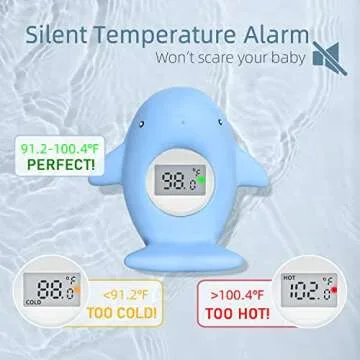 Baby Bath Tub Thermometer - Bathtub Water Thermometer with Room Temperature - Safety Floating Whale ...