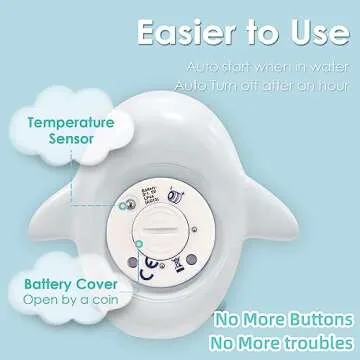 Baby Bath Tub Thermometer - Bathtub Water Thermometer with Room Temperature - Safety Floating Whale Bathtub Toy - New Upgraded Mute Flashing Alert, Gift for Mom Newborn Infant